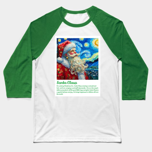 Santa Claus in starry night Baseball T-Shirt by FUN GOGH